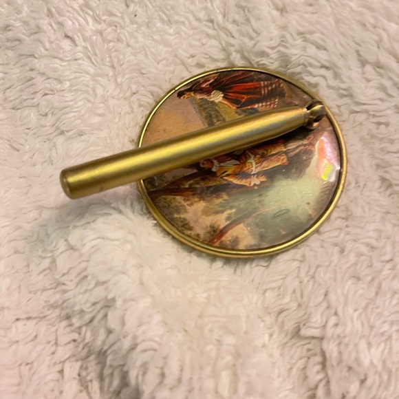 Antique Brass coated handy mirror for your purse - Picture 3 of 6